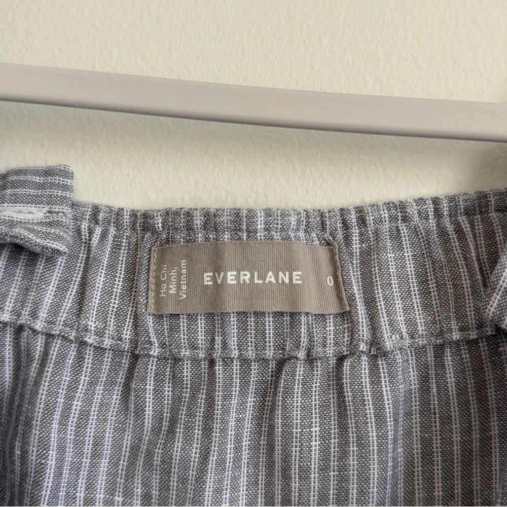 Everlane Linen Jumpsuit Square-neck Size 0 Striped Blue Summer Beach